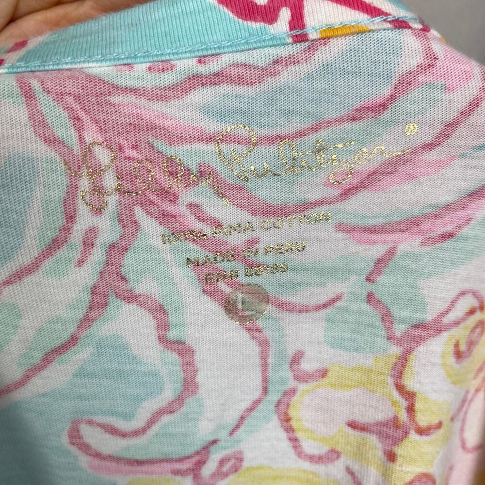 Lilly Pulitzer Blue Pink Floral Long Sleeve Knit Dress Style 20759 Large - Picture 6 of 8
